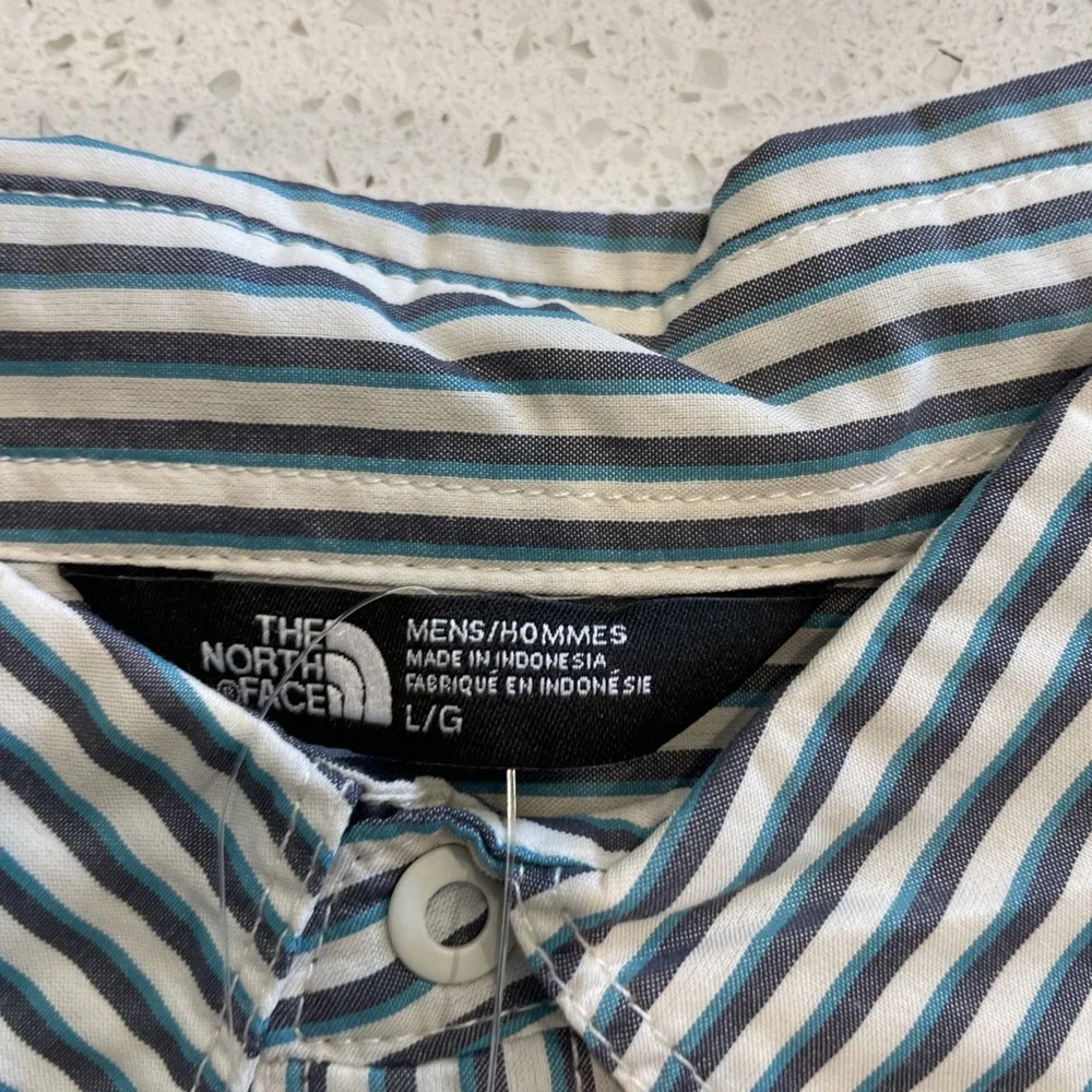 NWTThe North Face‎ Shirt Mens Large Outdoor Camp Snap Front Striped Short Sleeve
